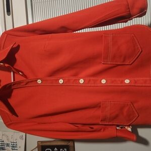 Vibrant Red Button-Up Shirt